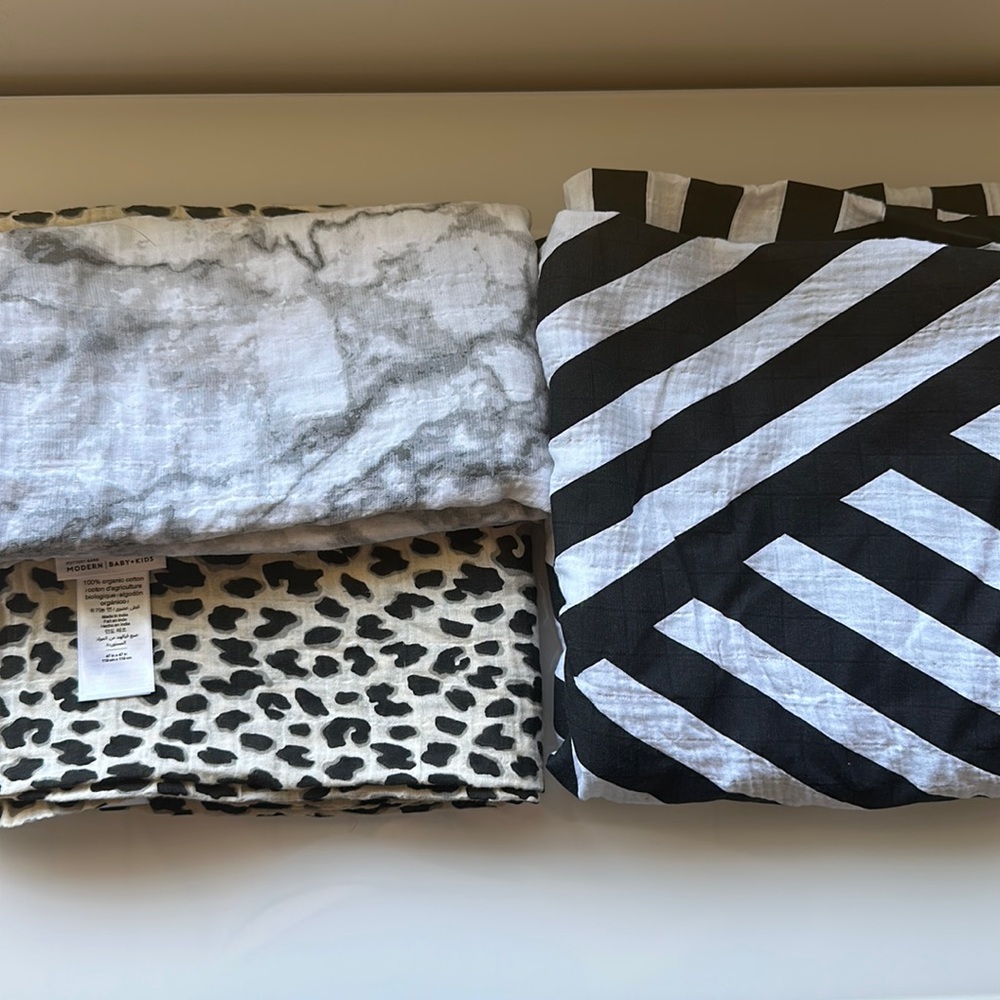 Set of 3 Pottery Barn Kids Blankets - 48”x48”